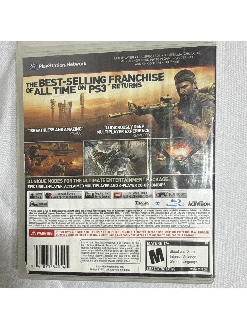 Activision Call of Duty: Black Ops PS3 Shooter M 2010 Multiplayer NTSC-U/C